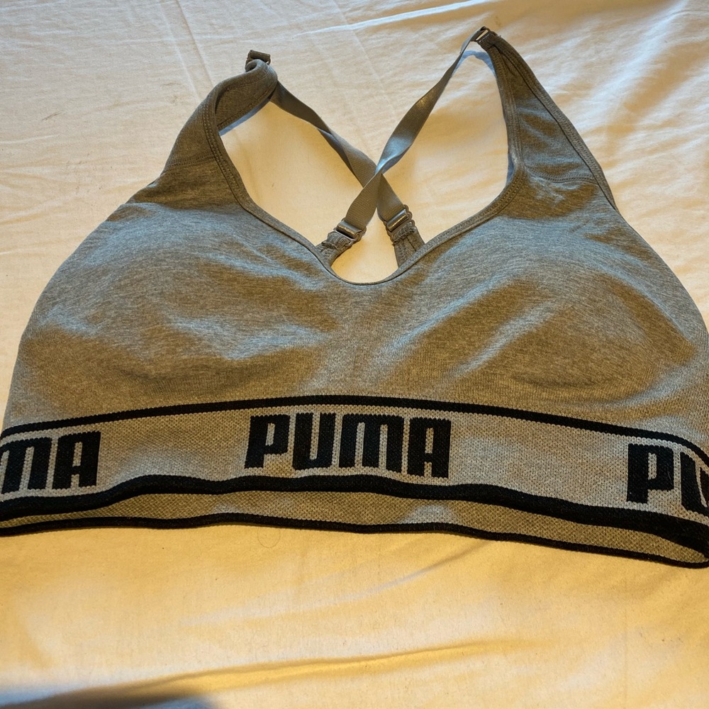 PUMA Women's Heather Gray Sports Bra - Size Med